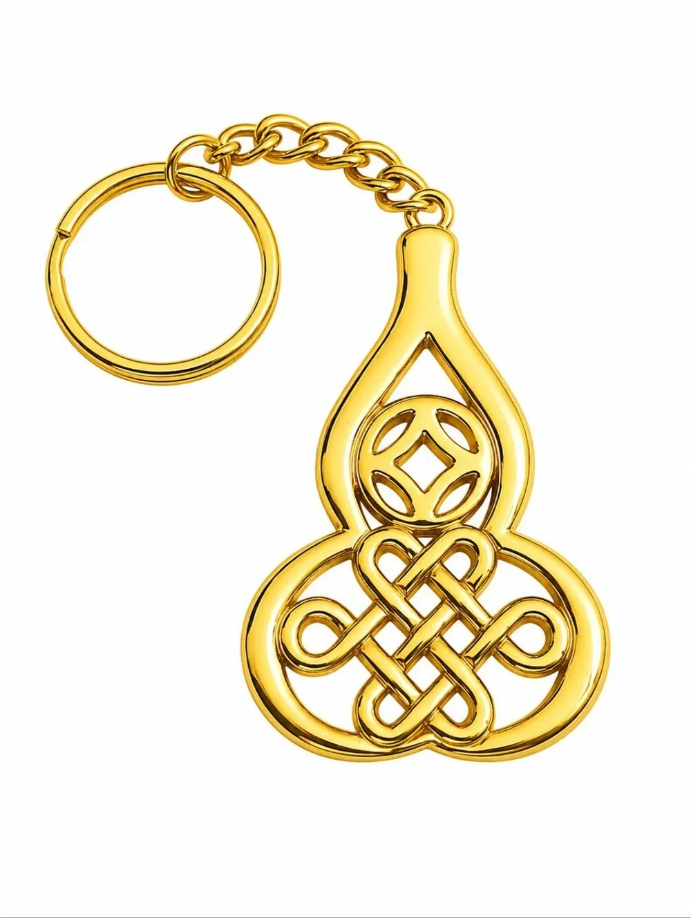 3/$30 Goldtone Feng Shui Wu Lou Good Luck Amulet Key Chain Ring